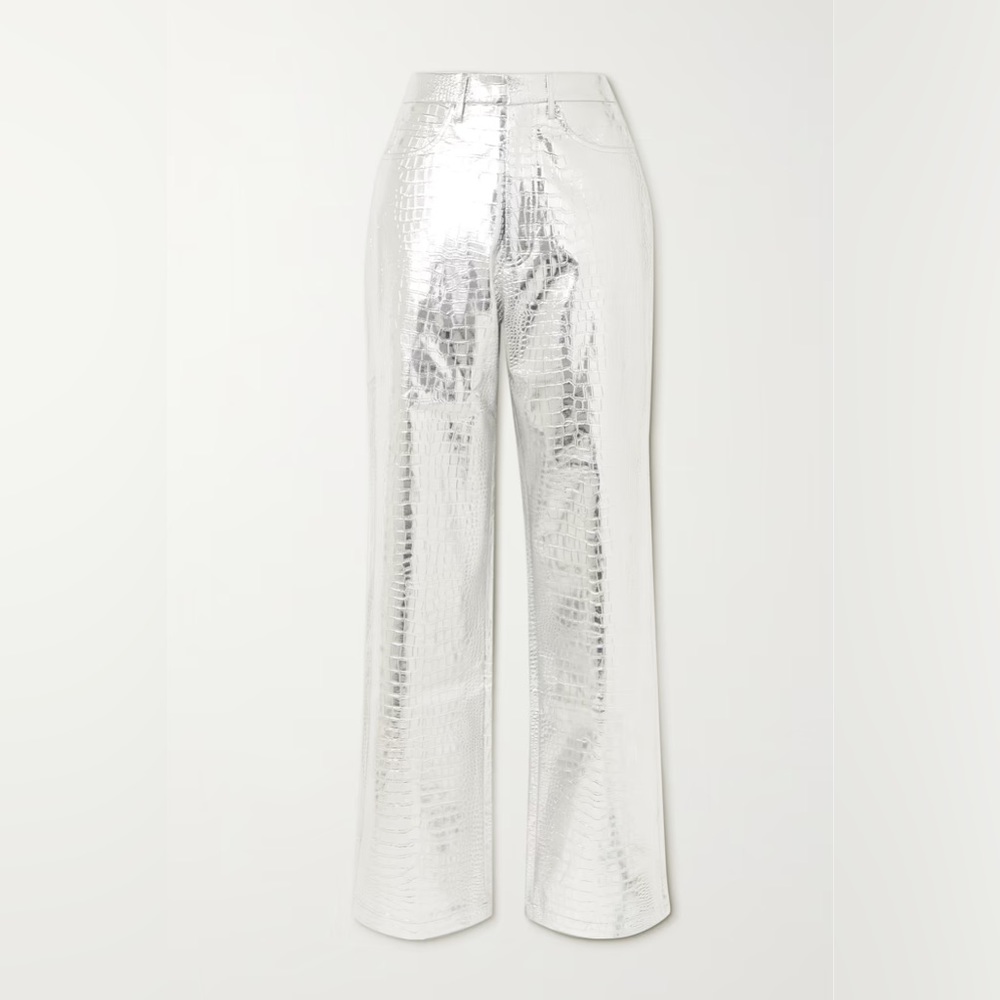 ROTATE Birger Christensen Croc Look Pants Silver
